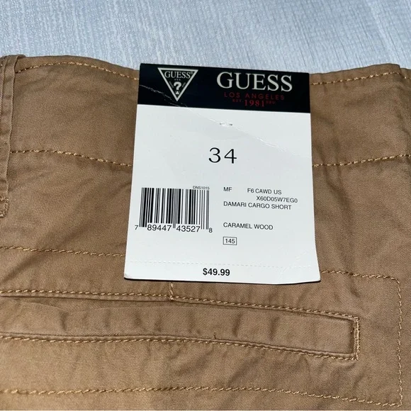 Guess Tan Cargo Shorts with Relaxed Fit - Picture 4 of 4